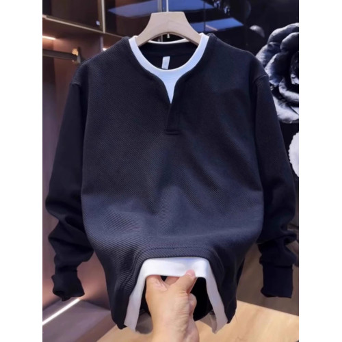 倉石一樹假兩件衛衣男春秋季新款純色V領寬松百搭休閒上衣打底衫 倉石一樹假兩件衛衣男春秋季新款純色V領寬松百搭休閒上衣打底衫