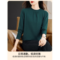 大碼半高領針織打底衫女士毛衣2025年新款媽媽長袖上衣洋氣春秋季