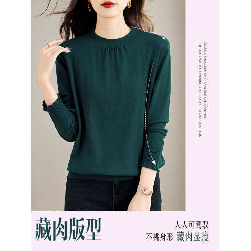 大碼半高領針織打底衫女士毛衣2025年新款媽媽長袖上衣洋氣春秋季