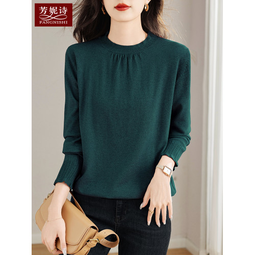 大碼半高領針織打底衫女士毛衣2025年新款媽媽長袖上衣洋氣春秋季