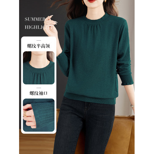 大碼半高領針織打底衫女士毛衣2025年新款媽媽長袖上衣洋氣春秋季