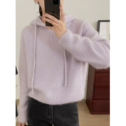 秋冬羊絨衫女連帽毛衣上衣帽衫套頭通勤帶帽衛衣羊毛針織打底衫