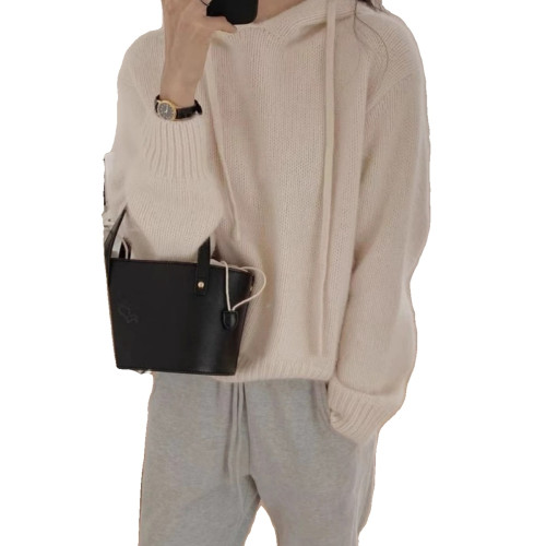 秋冬羊絨衫女連帽毛衣上衣帽衫套頭通勤帶帽衛衣羊毛針織打底衫