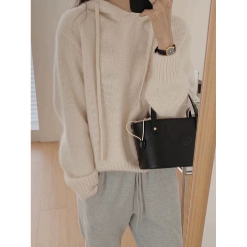 秋冬羊絨衫女連帽毛衣上衣帽衫套頭通勤帶帽衛衣羊毛針織打底衫