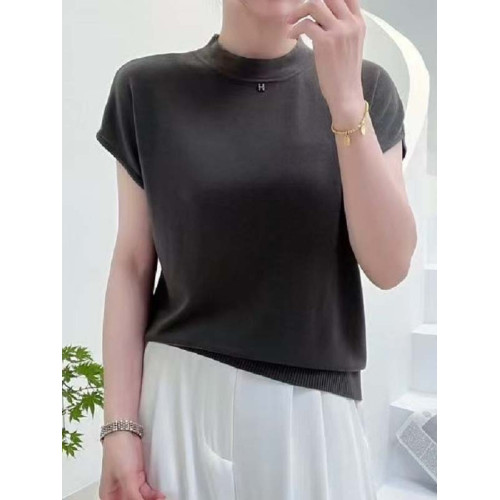 夏季天絲短袖針織衫女2025新款薄款套頭打底衫春秋款百搭上衣時尚