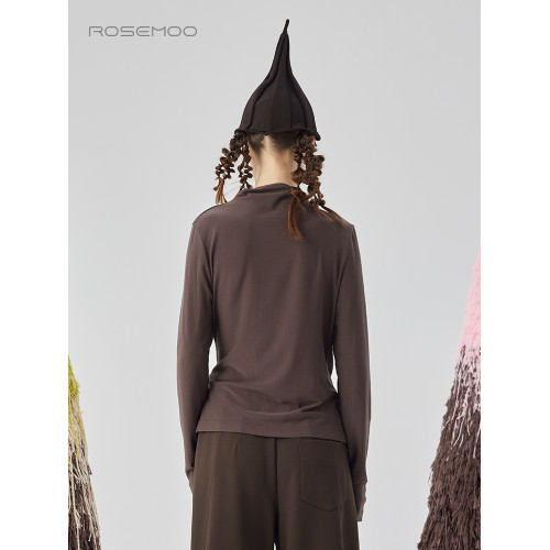 容子木ROSEMOO24年冬季新款微彈舒適小高領打底衫RCL4TP126A