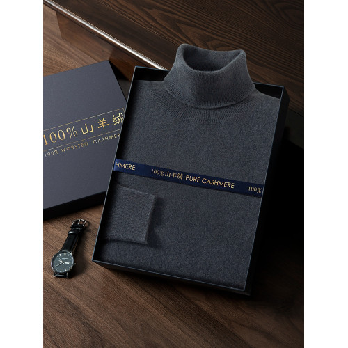100%純山羊絨衫男高領秋冬季針織打底衫寬松大碼翻領毛衣羊毛衫潮