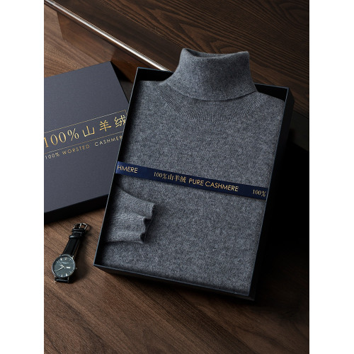 100%純山羊絨衫男高領秋冬季針織打底衫寬松大碼翻領毛衣羊毛衫潮