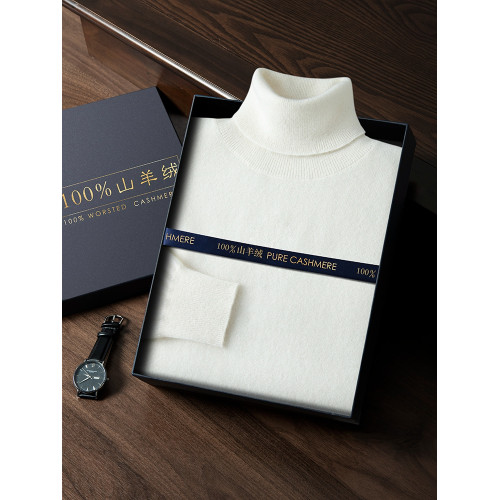 100%純山羊絨衫男高領秋冬季針織打底衫寬松大碼翻領毛衣羊毛衫潮