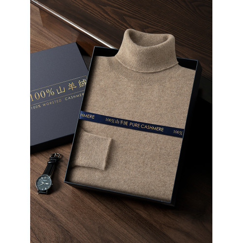 100%純山羊絨衫男高領秋冬季針織打底衫寬松大碼翻領毛衣羊毛衫潮