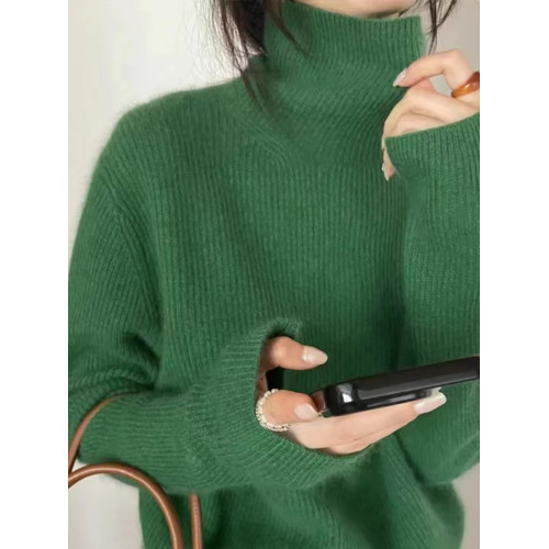 秋冬新款高領套頭加厚長袖羊毛針織打底衫純色休閒百搭羊絨毛衣潮