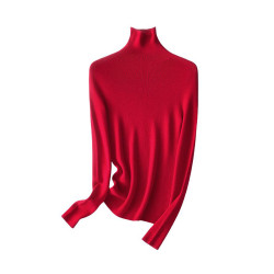 48支無縫一體成型精紡美麗諾羊毛高領舒適百搭修身針織衫打底衫女