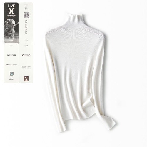 48支無縫一體成型精紡美麗諾羊毛高領舒適百搭修身針織衫打底衫女