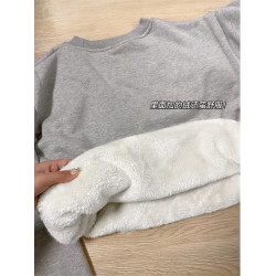 羊羔絨衛衣男士冬季加絨特厚600g重磅打底衫零下40度圓領內搭男款