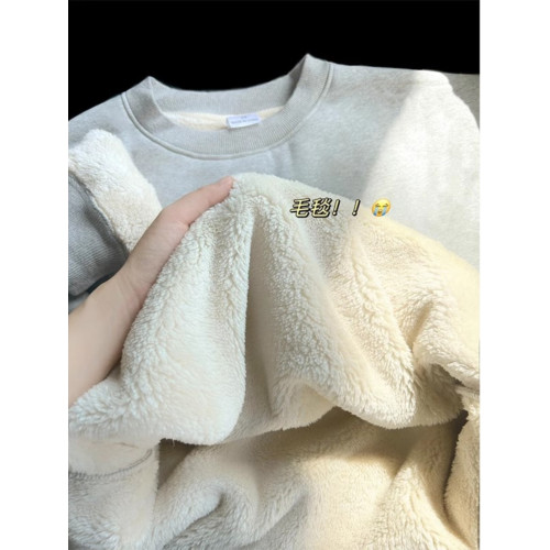 羊羔絨衛衣男士冬季加絨特厚600g重磅打底衫零下40度圓領內搭男款