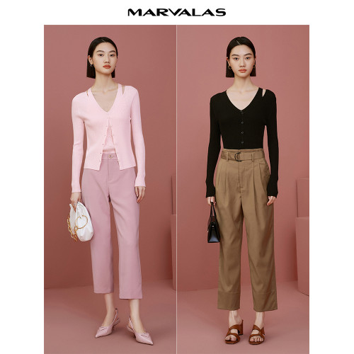 曼德詩假兩件開衫2025秋裝新款時尚針織衫時髦拼接吊帶氣質打底衫