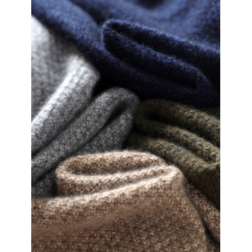 秋冬羊絨衫男圓領毛衣純色寬松慵懶加厚上衣套頭羊毛針織打底衫