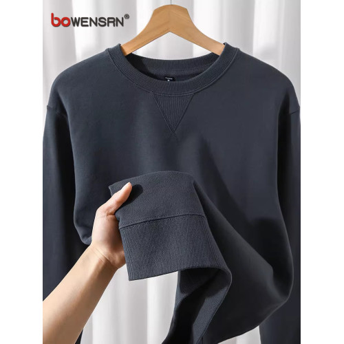 潮牌重磅衛衣男士2025年新款春秋冬季純棉寬松毛圈圓領打底衫男款