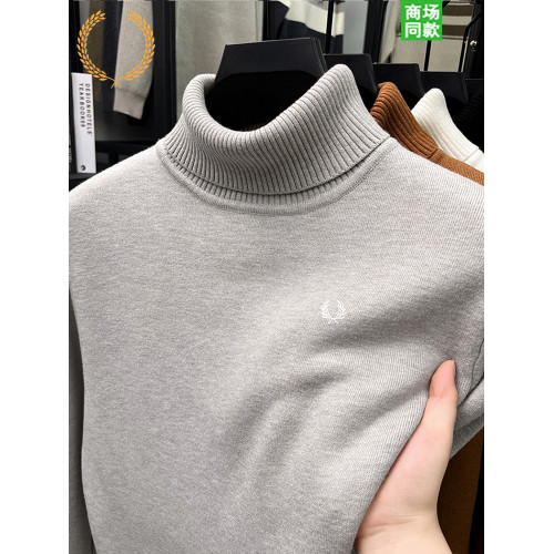 FP麥穗可翻高領羊毛衫手感男冬季加絨加厚重磅保暖針織打底衫毛衣