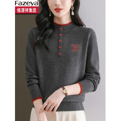 恒源祥彩羊羊毛衫女新款2025爆款冬季洋氣加厚短款毛衣內搭打底衫