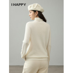 海貝秋冬基礎款高領薄款100%綿羊毛針織打底衫女通勤百搭內搭上衣