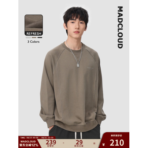 MAD官方 | Madcloud美式休閒高街春秋打底衫套頭衫潮牌圓領衛衣男