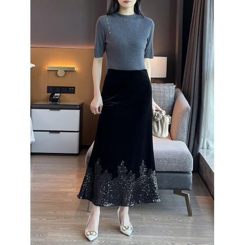 左左家 點睛金屬釦~彈力顯瘦短袖精紡羊毛針織衫女坑條氣質打底衫 左左家 點睛金屬釦~彈力顯瘦短袖精紡羊毛針織衫女坑條氣質打底衫