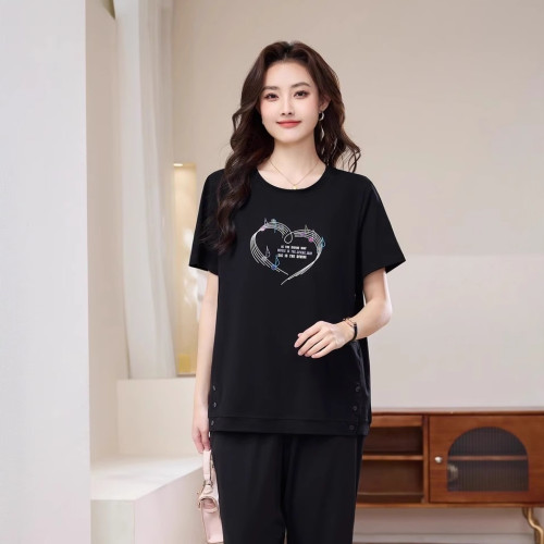 馳爽2025新款大碼女裝胖mm寬松顯瘦遮肚上衣時尚印花短袖打底衫