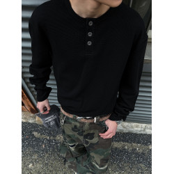 MANCHER 350G新鑽石紋肌理感亨利領純色衛衣男女寬松長袖打底衫潮