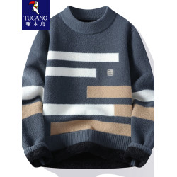 啄木鳥】毛衣男秋冬款水貂絨加厚青少年線衣內搭針織打底衫保暖衣