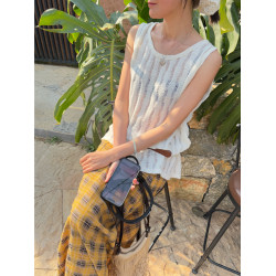 25年春新款設計感圓領減齡針織背心打底衫上衣女百搭簡約