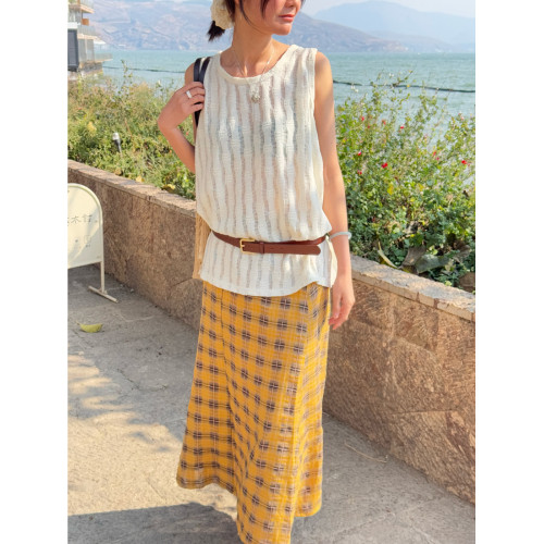 25年春新款設計感圓領減齡針織背心打底衫上衣女百搭簡約