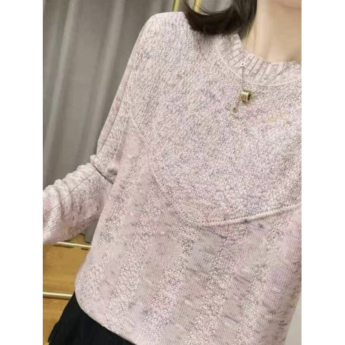 春秋裝薄款內搭圓領純色棉線針織衫女韓版寬松長袖打底衫上衣百搭