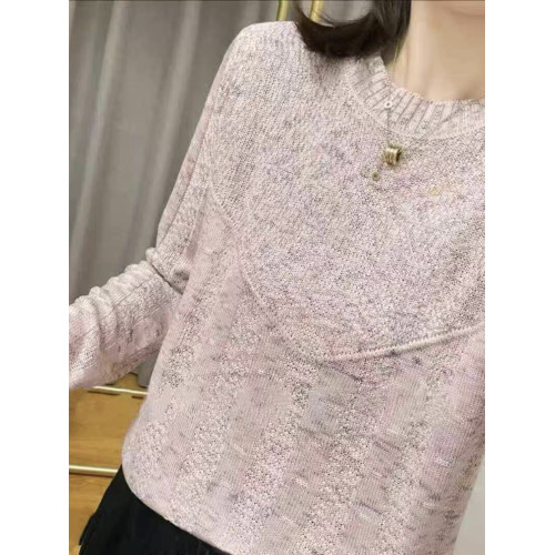 春秋裝薄款內搭圓領純色棉線針織衫女韓版寬松長袖打底衫上衣百搭