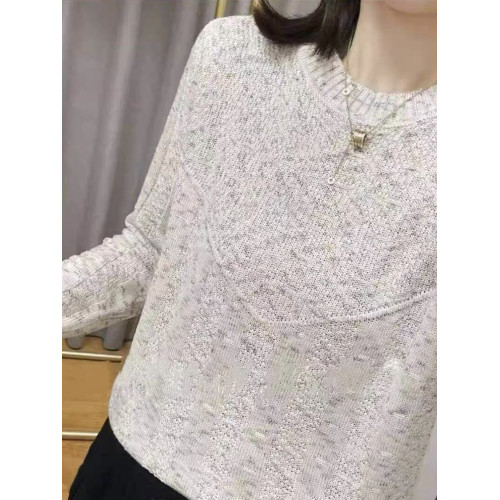 春秋裝薄款內搭圓領純色棉線針織衫女韓版寬松長袖打底衫上衣百搭