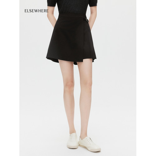 ELSEWHERE珂思【商場同款】時尚減齡黑色休閒褲女短褲25夏季新款