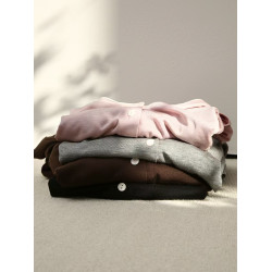 春夏天絲羊毛紐釦打底衫女新款萊賽爾百搭開衫修身長袖上衣