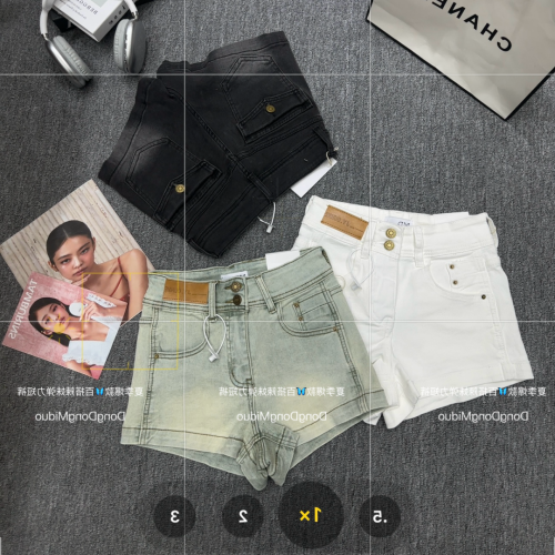 2025夏季新款韓版時尚設計感高腰顯瘦復古洗水做舊牛仔褲女短褲潮