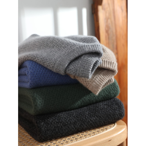 三股加厚羊絨衫男100%純山羊絨衫圓領冬季新款保暖針織毛衣打底衫