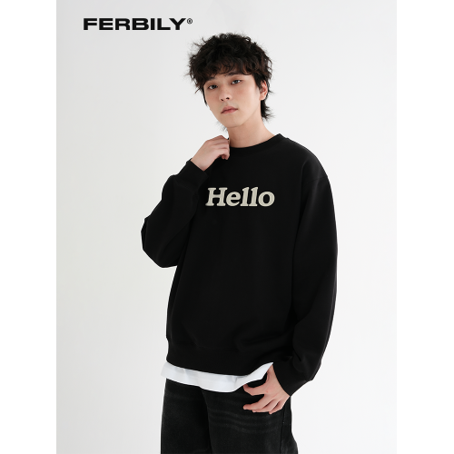 美式高街重磅純棉衛衣男春秋季新款休閒寬松圓領上衣潮牌打底衫