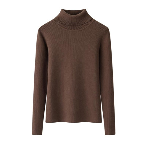 2024新款100%純棉高領領針織打底衫小套頭100%純棉不起球毛衣經典