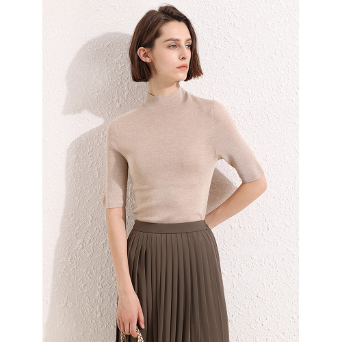 絨典桑蠶絲羊絨針織衫女春裝2025新款半高圓領打底衫薄款內搭上衣