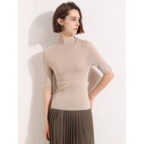 絨典桑蠶絲羊絨針織衫女春裝2025新款半高圓領打底衫薄款內搭上衣