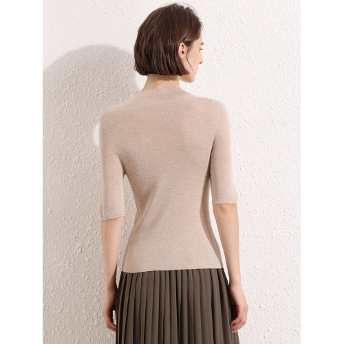 絨典桑蠶絲羊絨針織衫女春裝2025新款半高圓領打底衫薄款內搭上衣