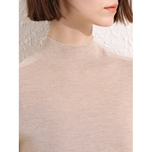 絨典桑蠶絲羊絨針織衫女春裝2025新款半高圓領打底衫薄款內搭上衣