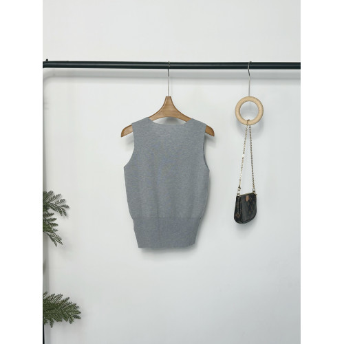 羊毛針織背心女2025早秋新款套頭V領高級感鑽飾內搭打底衫上衣