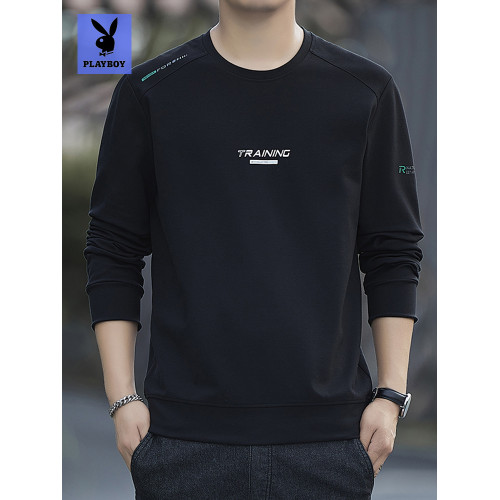 花花公子新款圓領衛衣男士寬松休閒長袖上衣潮流純棉打底衫秋冬季