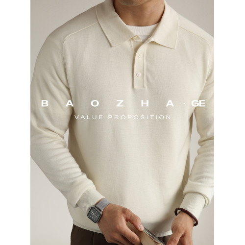 BAOZHEGE【都市輕奢】可機洗馬鞍肩羊毛Polo衫男士秋冬翻領打底衫 BAOZHEGE【都市輕奢】可機洗馬鞍肩羊毛Polo衫男士秋冬翻領打底衫