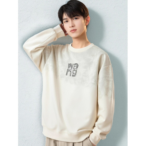 男士撞色衛衣字母潮牌上衣服漸變色時尚打底衫圓領秋冬季美式長袖