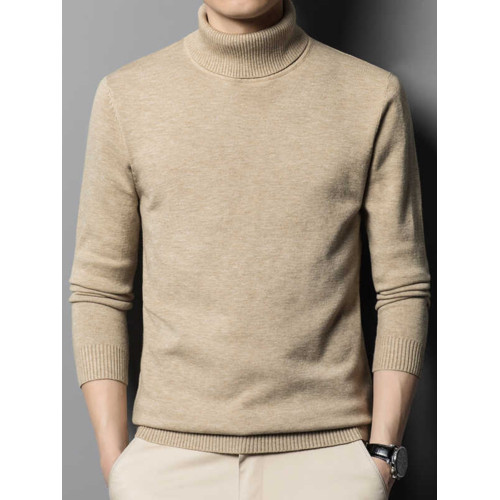 羅矇毛線衣男士寬松修身半高領長袖打底衫針織衫休閒潮流百搭